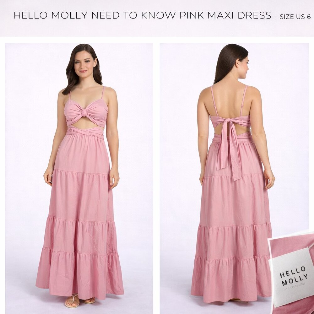 Hello Molly Need To Know Pink Cutout Maxi Dress US 6